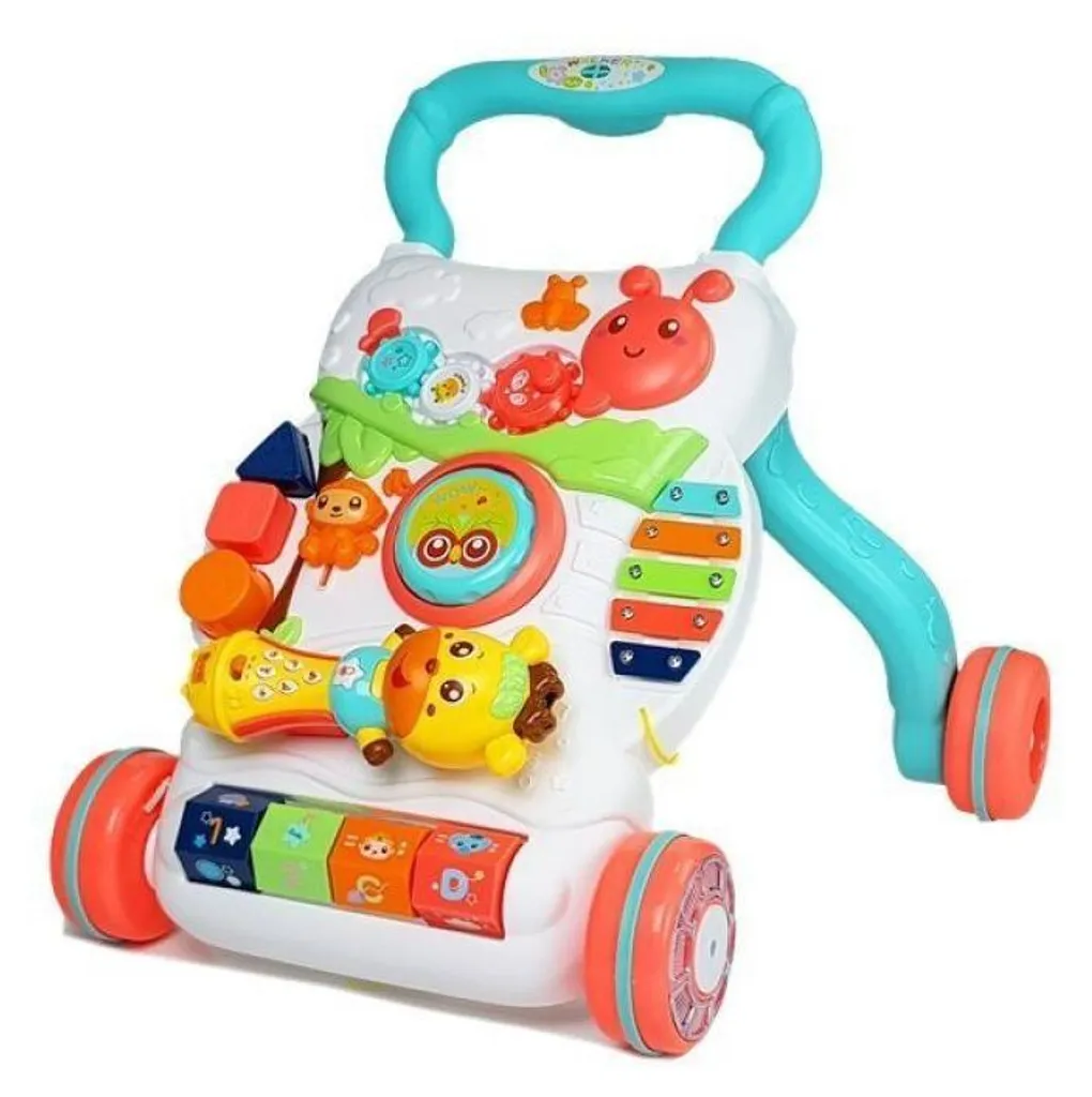 Pousse-bébé interactif musical avec micro et jeux d'éveil sensoriel - 3