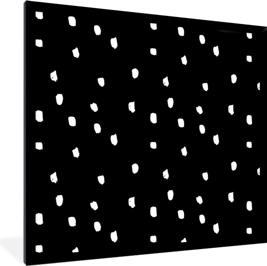 MuchoWow Gerahmtes Poster Schwarz - Weiß - Design - Punkte 40x40 cm - Poster mit Schwarzem Bilderrahmen Wandposter Rahmen Foto Bilder - Mit Rahm...