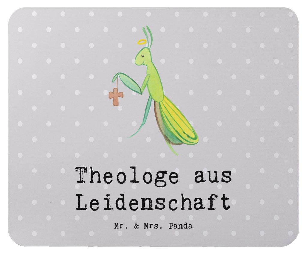 Mr. & Mrs. Panda Mauspad Theologe Leidenschaft - Grau Pastell - Geschenk, laptop, Mouse Pad, mousepad, mausteppich
