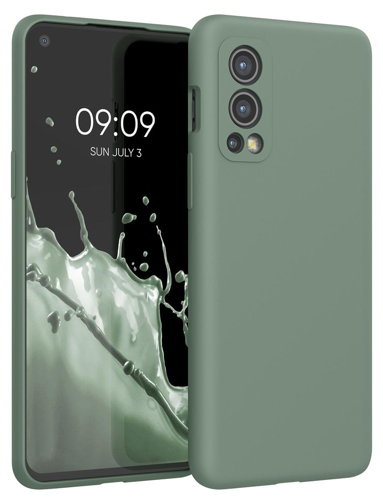 kwmobile Handyhülle für OnePlus Nord 2 5G Hülle - Case Silikon - Kabelloses Laden - Schutzhülle Cover in Rainwashed Grün
