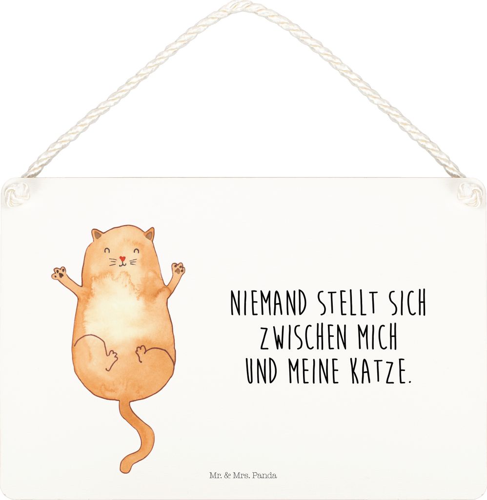 Mr. & Mrs. Panda Schild Katze Umarmen DIN A5 - Weiß - Geschenk, Wandbild Holz, Katzen, Holzschild, wandtafel, Cats, Türschild, Familie, Deko, Fre...