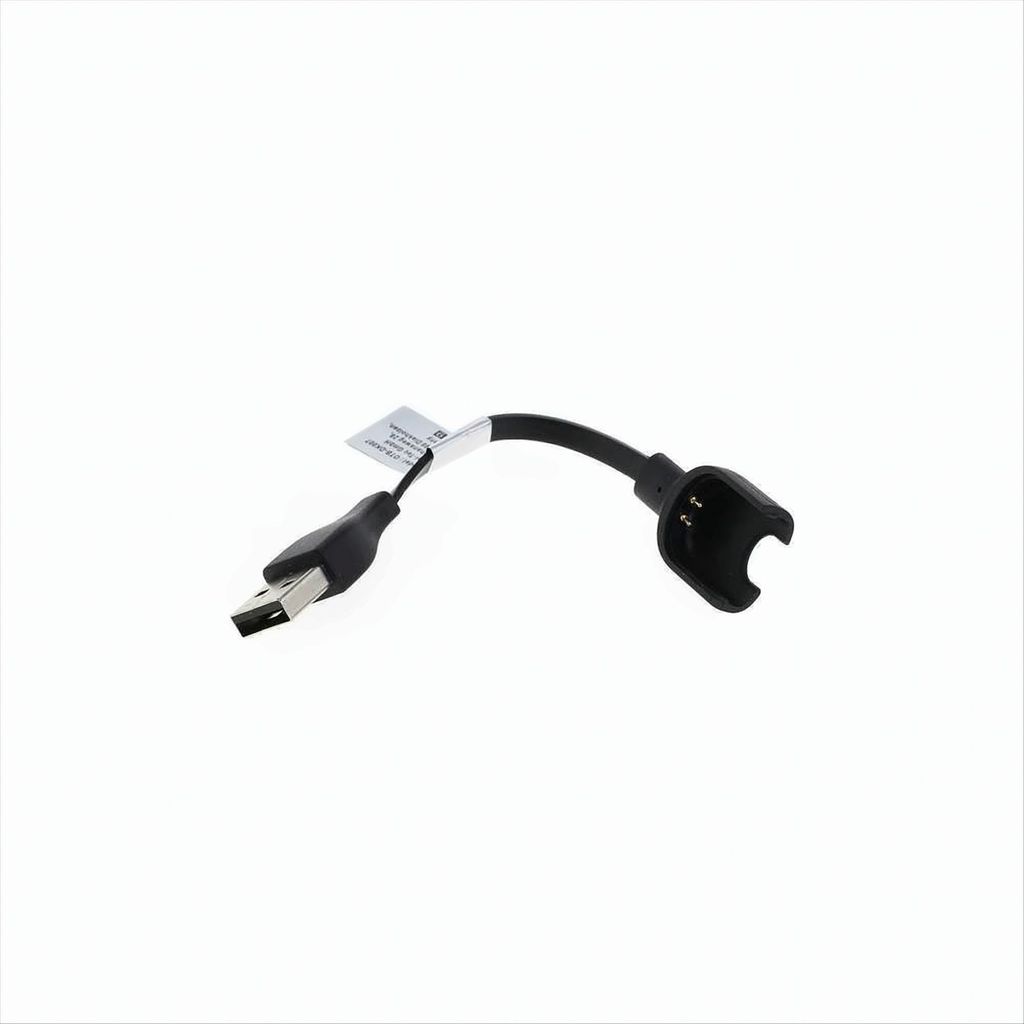 A black USB charging cable with a proprietary connector on one end and a standard USB-A connector on the other, shown against a white background.