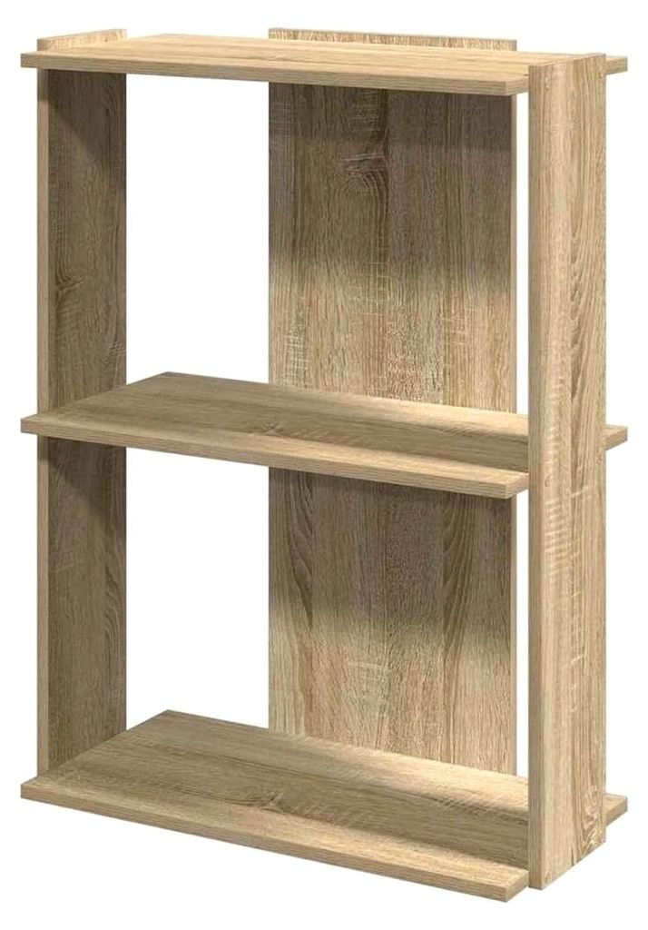 Bücherregal mit 3 Böden in Sonoma-Eiche 60x30x80 cm aus Holzwerkstoff, Bücheraufbewahrung, Lagerregal, Büroregal, Bücherschrank, Standregal
