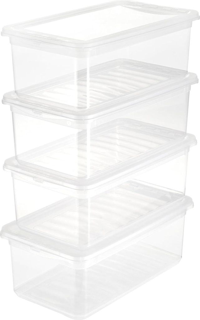 Aufbewahrungsbox mit Air Control System - 4-teiliges Set (4 x 5,6 l) - Transparent und Stapelbar