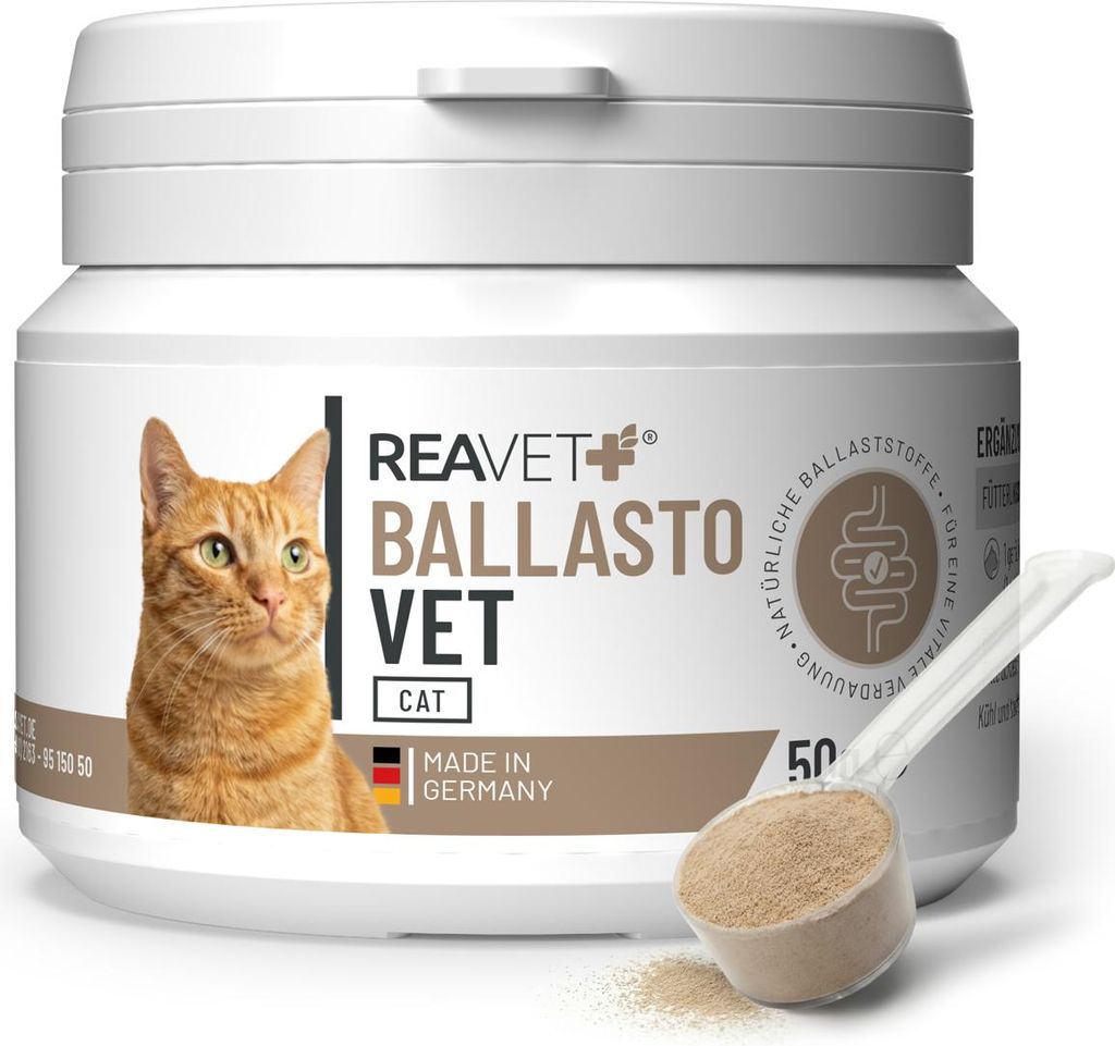 REAVET BallastoVET für Katzen 50g - schnelle Unterstützung bei Verstopfungen, bei akuten & chronischen Verstopfungen & festem KOT, Verdauungshilf...