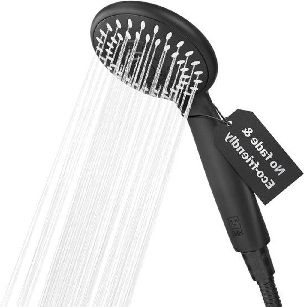 Allecto entfernt, Universal-Shower-Head für Hochdruck mit 5 Stellungen - Regen-Dusche, Massage und Nebelstrahl - Licht-Chrom und Schwarz