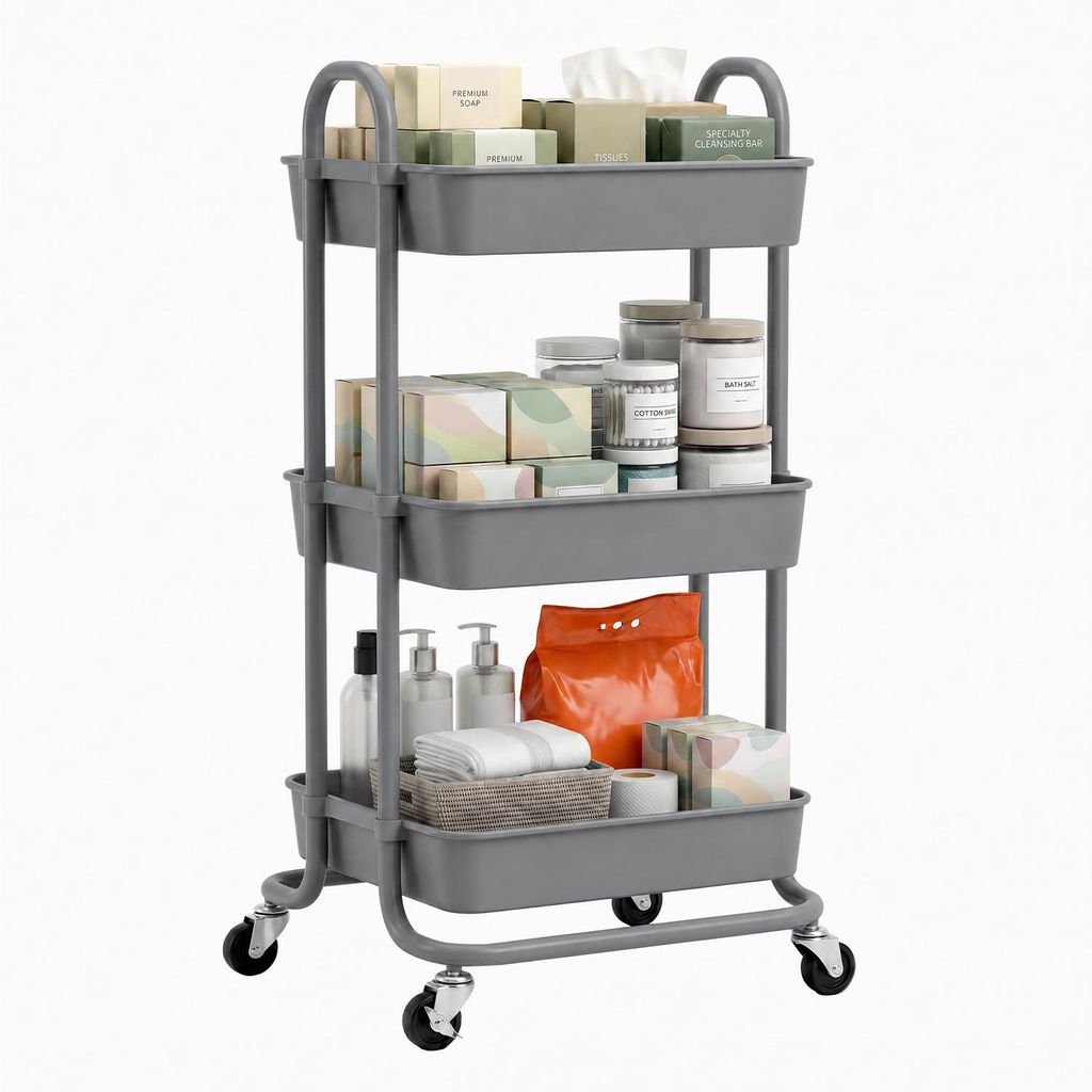 Sekey Rollwagen 35 cm breit Badezimmerregal mit 3 Ebenen Produktbild 
