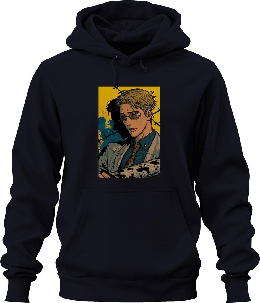 Manga Detektiv Fliegerbrille Anzug Krawatte Noir Anime Ästhetik Uni Hoodie Kapuzenpullover, Navy, XL