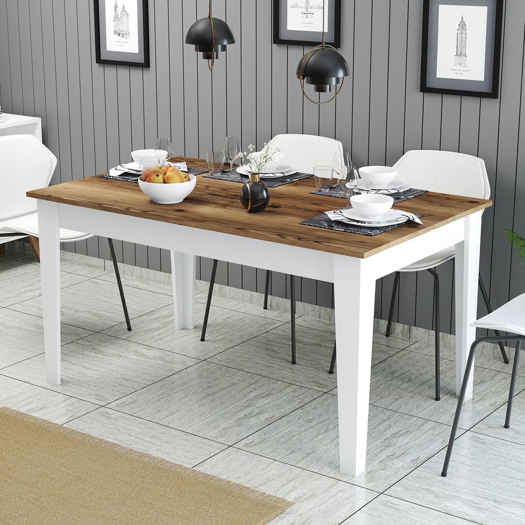 Skye Decor, Milan 520 - Walnut, White, Esstische, Nussbaum, 145 x 75 x 88 cm