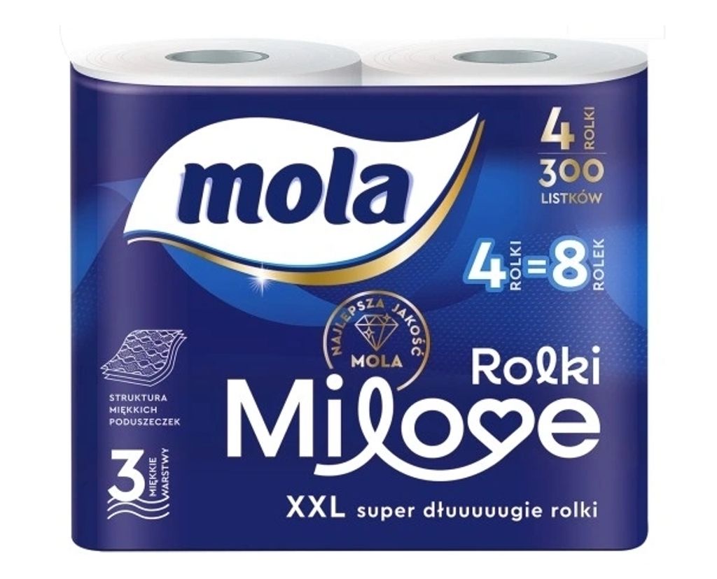 Mola Milove Toilettenpapier 3-lagig, 4 Rollen