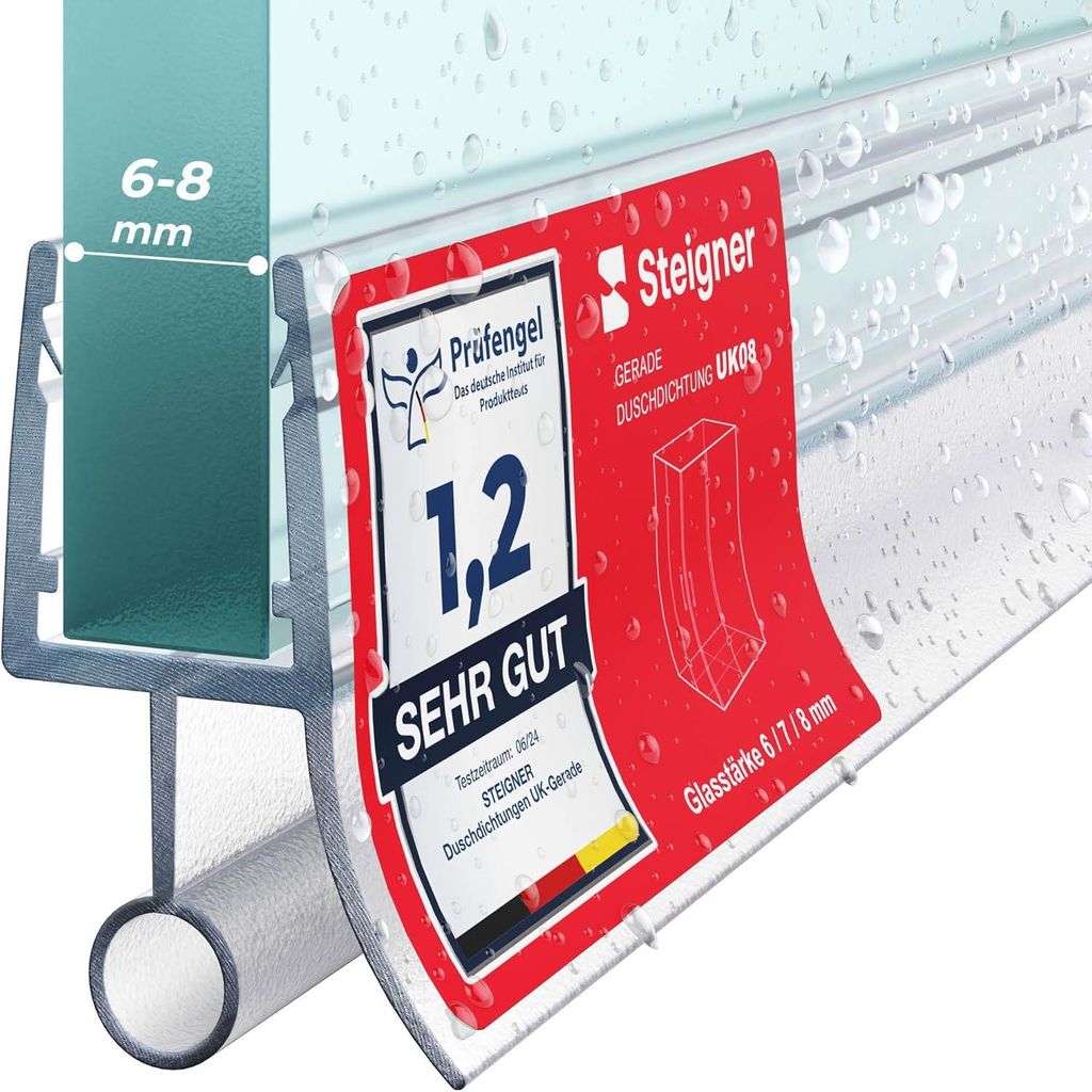 STEIGNER Duschtürdichtung UK08 80 cm (1 Stk.) Transparent - Produktbild 