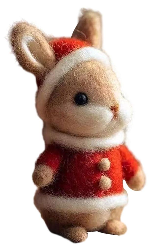 Handgefertigte Filz-Weihnachtsmausfigur mit Weihnachtsmannmütze, Mäuseornament, Rattenstatue, Tierskulptur, Dekoration für Zuhause, Büro oder S...