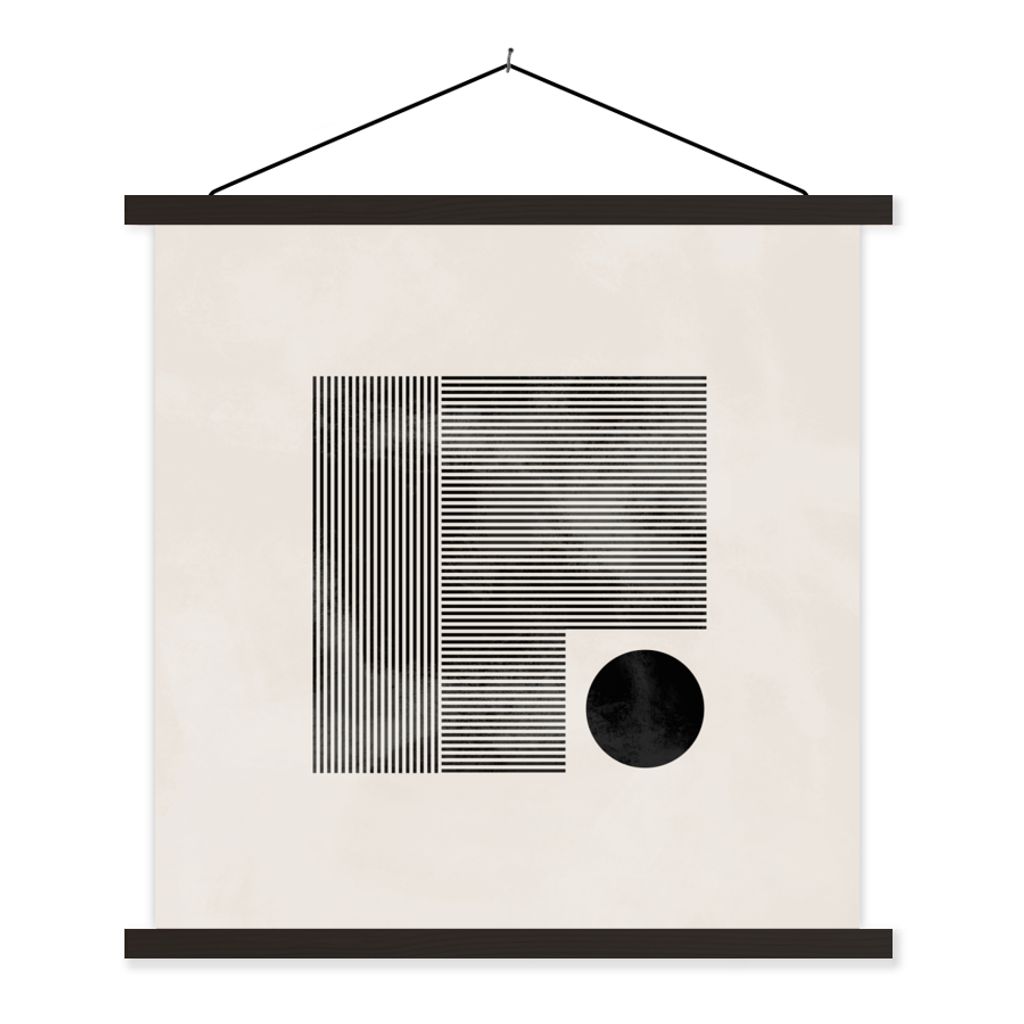 MuchoWow Textilposter Quadratisch - Minimalismus - Abstrakt 90x90 cm mit schwarzem Rahmen - Magnetisches