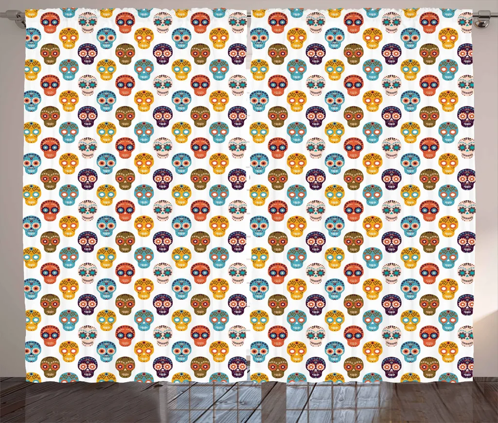 ABAKUHAUS Tovaglia Teschio Di Zucchero Calavera - Rettangolare 140x200 Cm, Multicolore, Per Sala Da Pranzo E Cucina - 3