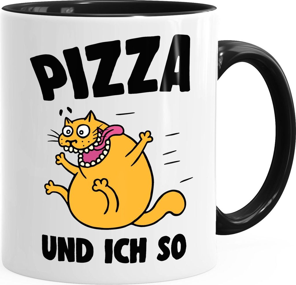 Lustige Kaffee-Tasse Pizza und ich so MoonWorks Inner schwarz unisize