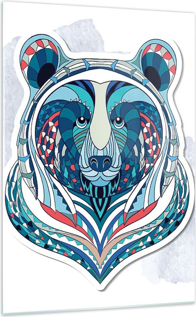Bilder auf glas - Einteilig - Bär Illustration Traum blumig - 70x100cm - Glasbilder - Wandbilder - Bilder - Wanddekoration aus Glas - Glas Bilder ...