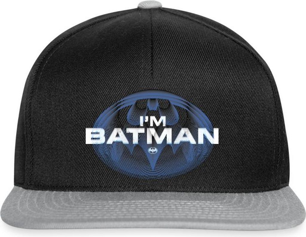 Spreadshirt The Flash I'm Batman Blaues Logo Snapback Cap, One size, Schwarz/Grau