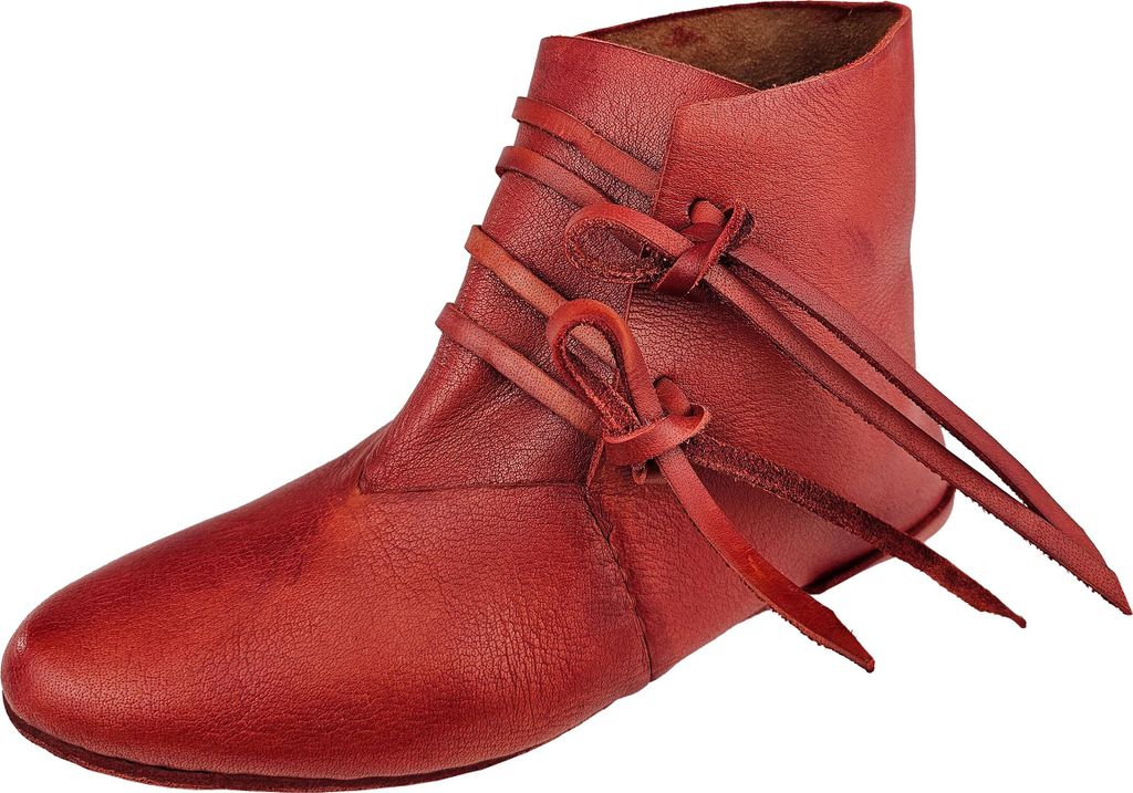 Wendegenähte Mittelalter-Schuhe geschnürt aus Rindsleder rot 42