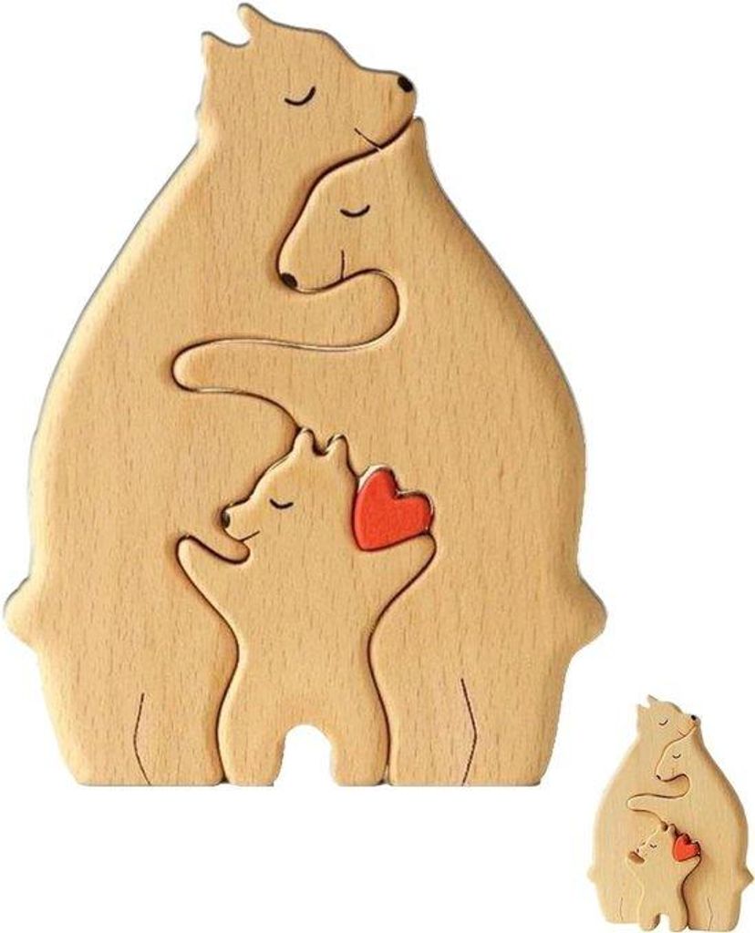 Holzpuzzle für Familie mit Bären Holzpuzzle Interieur Dekoration Geschenk für Familie Erinnerungsmoment.