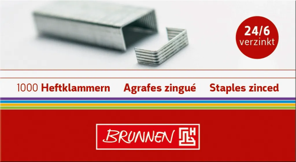 Agrafes 24/6 standard Brunnen 1020611 pour fournitures de bureau - 20 boîtes