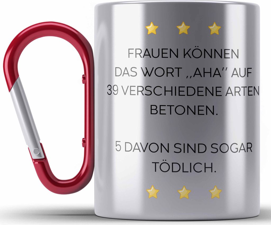 Trendation - Lustige Edelstahl Tasse Karabiner mit Spruch für Frauen Männer Arbeit Büro Lustig Edelstahl Tasse Karabinern Becher mit Sprüchen K...