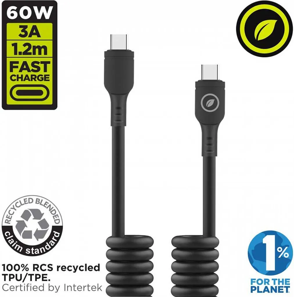 Muvit For Change 3a/60w 1,2 M Cavo da Usb-c a Usb-c nero Nero Taglia unica - 3