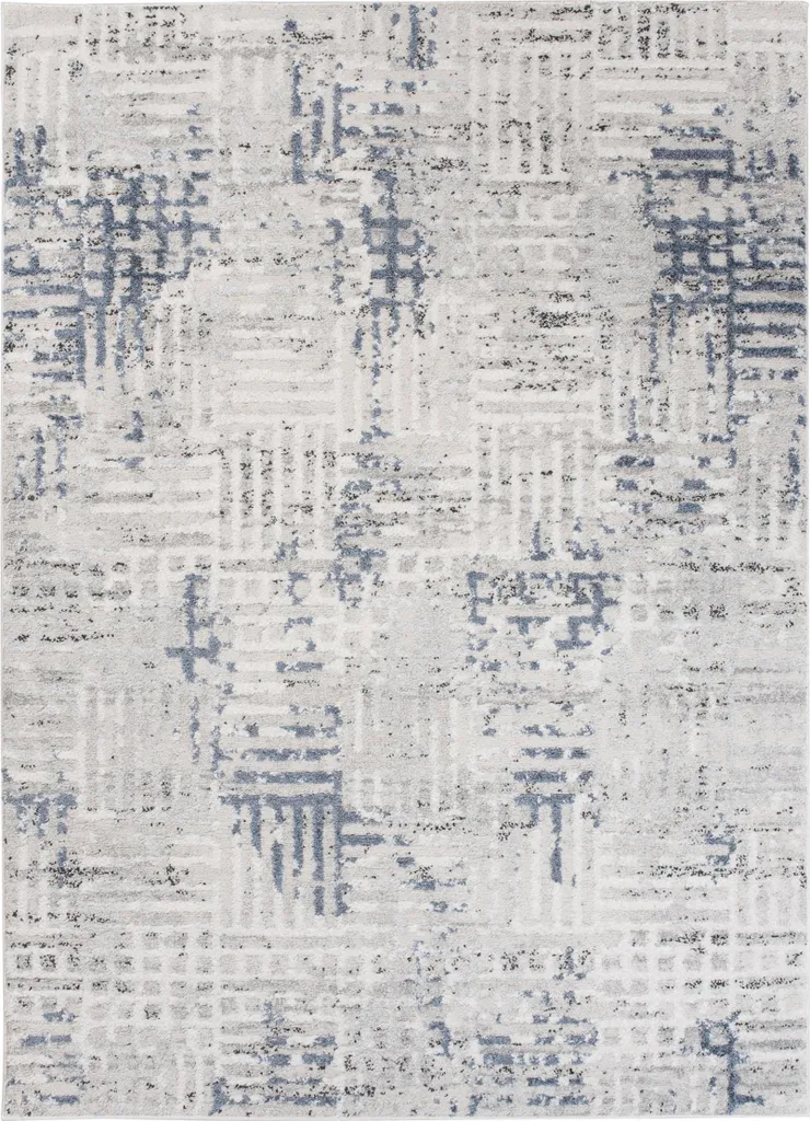Tapis Crème et Bleu Mazovia 160x220 cm - Tapis Moderne Style Abstrait