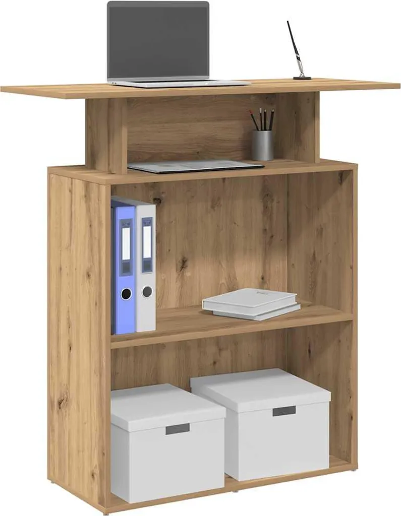 vidaXL Banco reception rovere artigianale 100x40x104 cm materiale a base di legno - 2