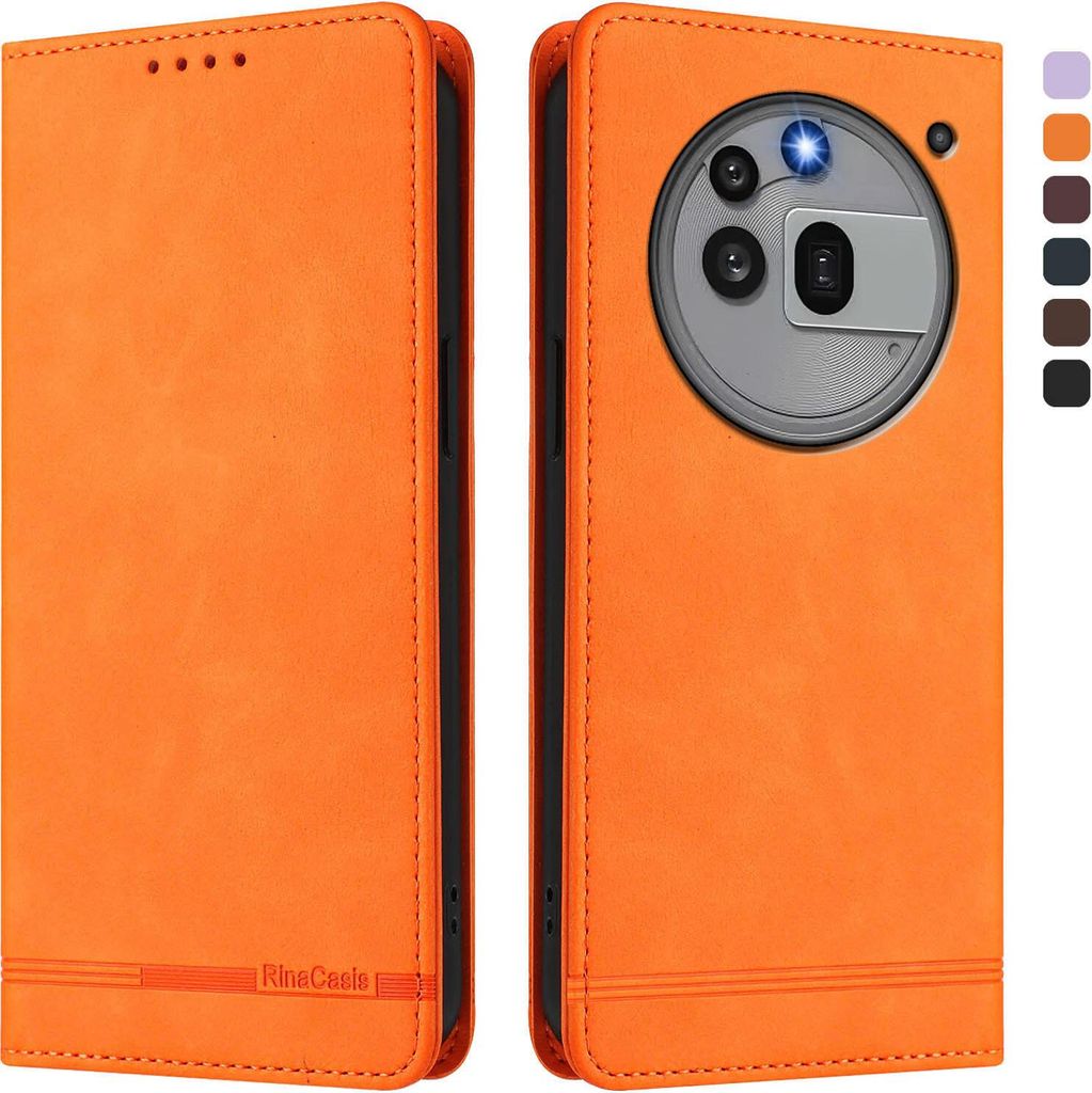 Hülle für Nothing Phone 3A Pro, Retro Kunstleder Ständer Klapphülle mit Kartenfächer und Magnetische Orange