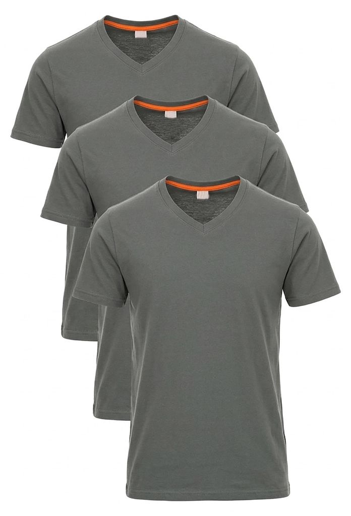 Mivaro Herren T-Shirt 3er Pack V-Ausschnitt Anthrazit - V-Neck Shirt aus 100% Baumwolle, Regular Fit, Basic Kurzarm, bis 5XL