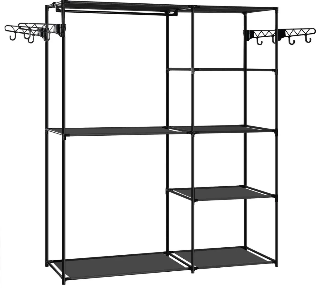 Guardaroba Industriale Nero con 8 Ripiani - Cabina Armadio Aperta 166cm