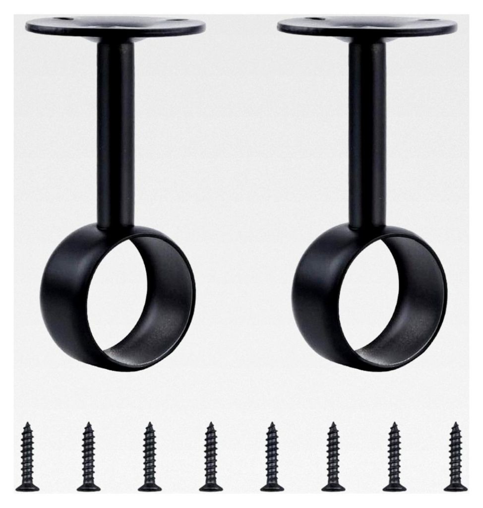 Deckenhalterung für Gardinenstangen, Edelstahl, 32 mm Innendurchmesser, 2 Stück, Schwarz