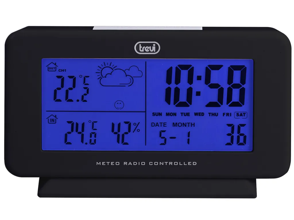 Station météo Trevi ME 3P08 RC Noir avec capteur LED et batterie