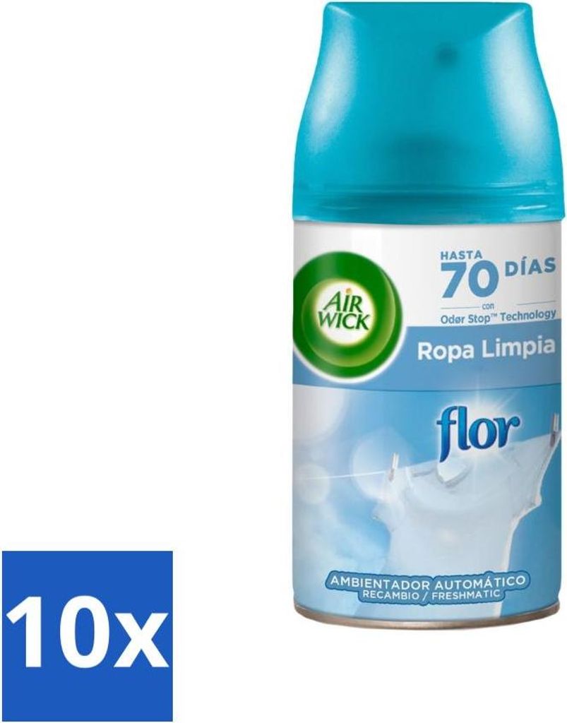 Air Wick - Lufterfrischer Nachfüller - Flower & Fresh - Automatisches Spray - 250 ml - Vorteilspack - 10 Stücke