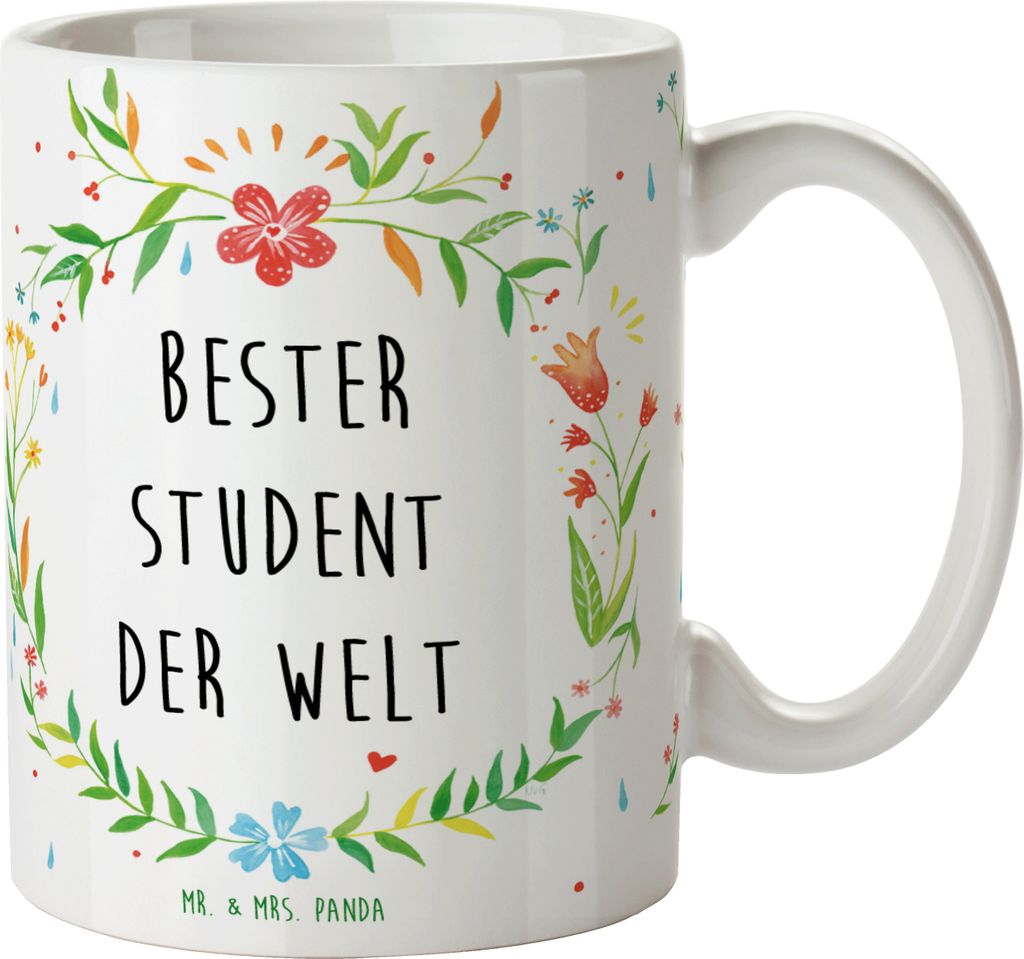 Mr. & Mrs. Panda Teetasse Student - Geschenk, Studienabschluss, Alumni, Keramiktasse, Abschluss, Kaffeetasse, Universität, Becher, lustig, Teebech...