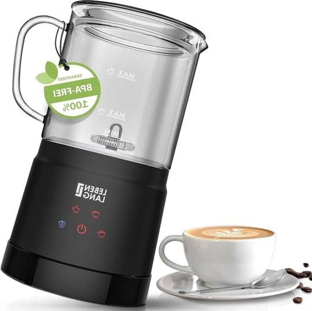 Mousseur à lait électrique à 4 modes sans BPA avec récipient en verre
