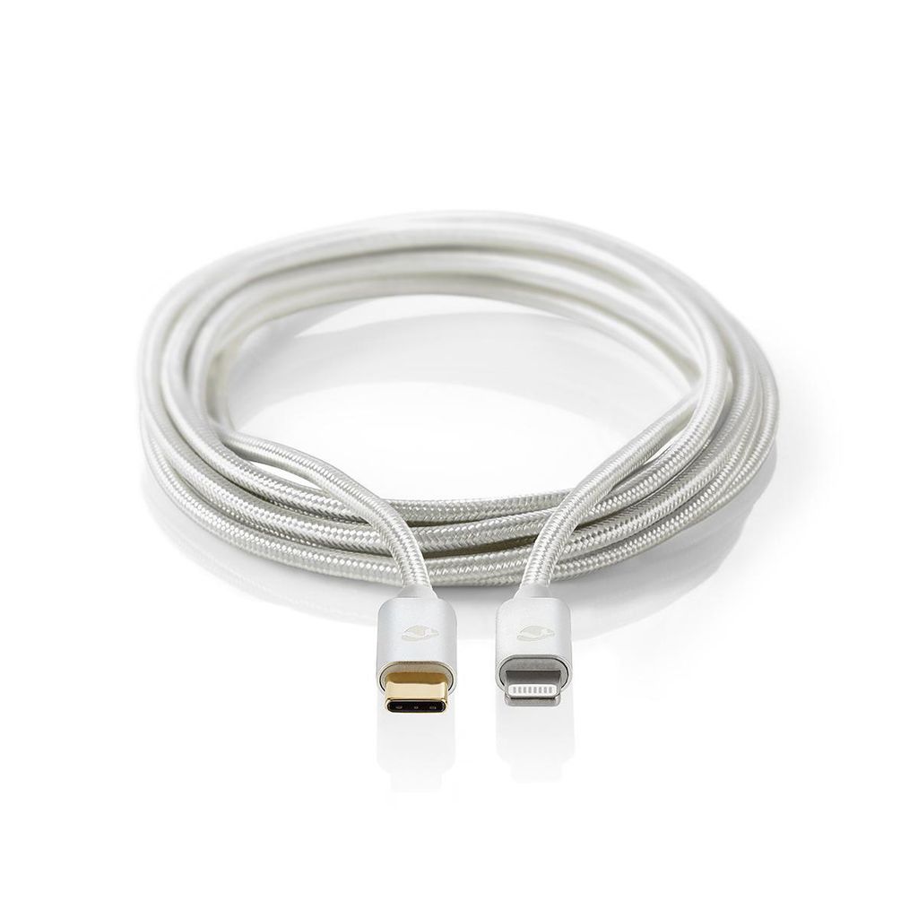 Nedis Lightning Kabel - USB 2.0 - USB-C Stecker - Apple Lightning 8-Pin - 480 Mbps - Vergoldet - 2.00 m - Rund - Geflochten / Nylon - Aluminium - V...