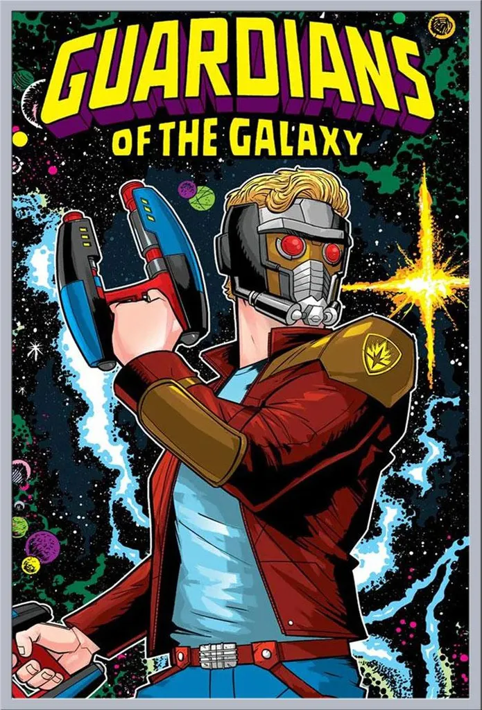 Déco murale cinéma : Affiche Les Gardiens de la Galaxie avec cadre gris