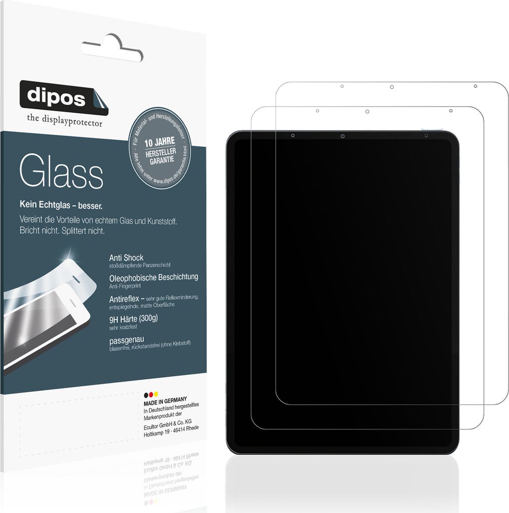 1x Schutzfolie für Apple iPad Air (2022) matt - Anti-Shock 9H Folie dipos Glass Kunststoffglas