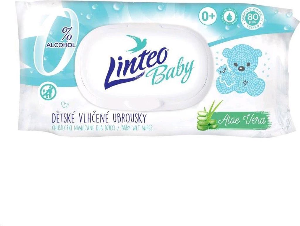 Dětské vlhčené ubrousky Linteo Baby s Aloe Vera 80 ks Obrázek produktu 