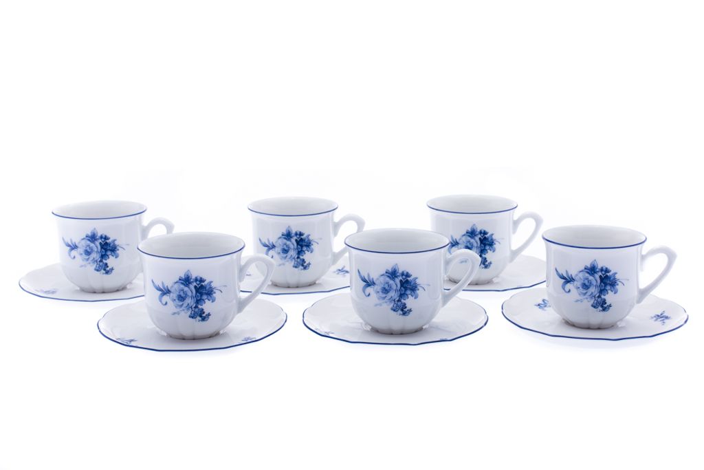 Thun 1794 Rose, filiżanki i spodki, porcelana, niebieskie Zdjęcie produktu 