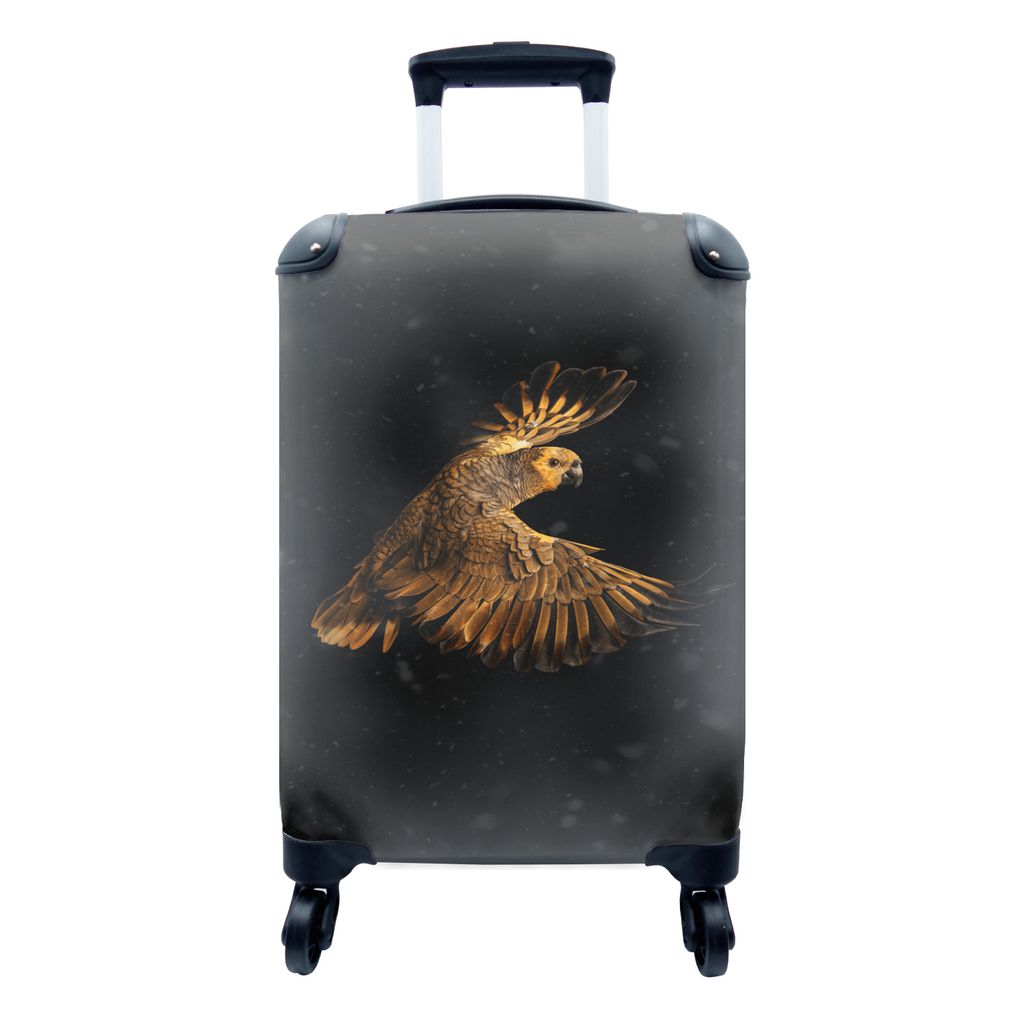 MuchoWow Koffer Handgepäck Trolley Rollkoffer Kleine Reisekoffer mit 4 Rollen - Papagei - Vogel - Orange - Cabin Size < 55x40x23 cm & 55x40x20 c...