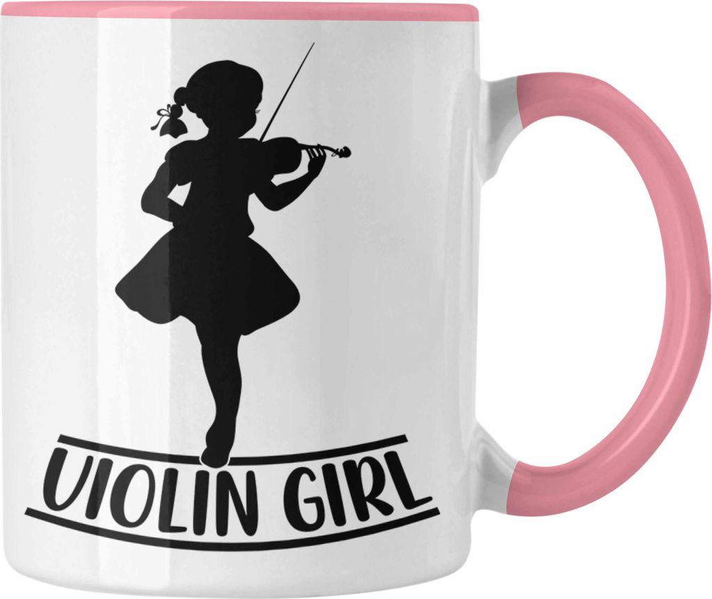 Trendation - Geigenspieler Geschenk Tasse Geigenspielerin Kaffee-Becher Geigen Spruch Violin Girl (Rosa)