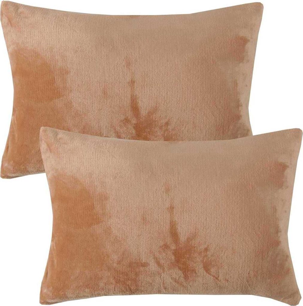 Dekokissen Kuschel "Celina" 2er Pack, in der Größe "40 x 60cm" - Nougat - Kissenbezug mit Reißverschluss