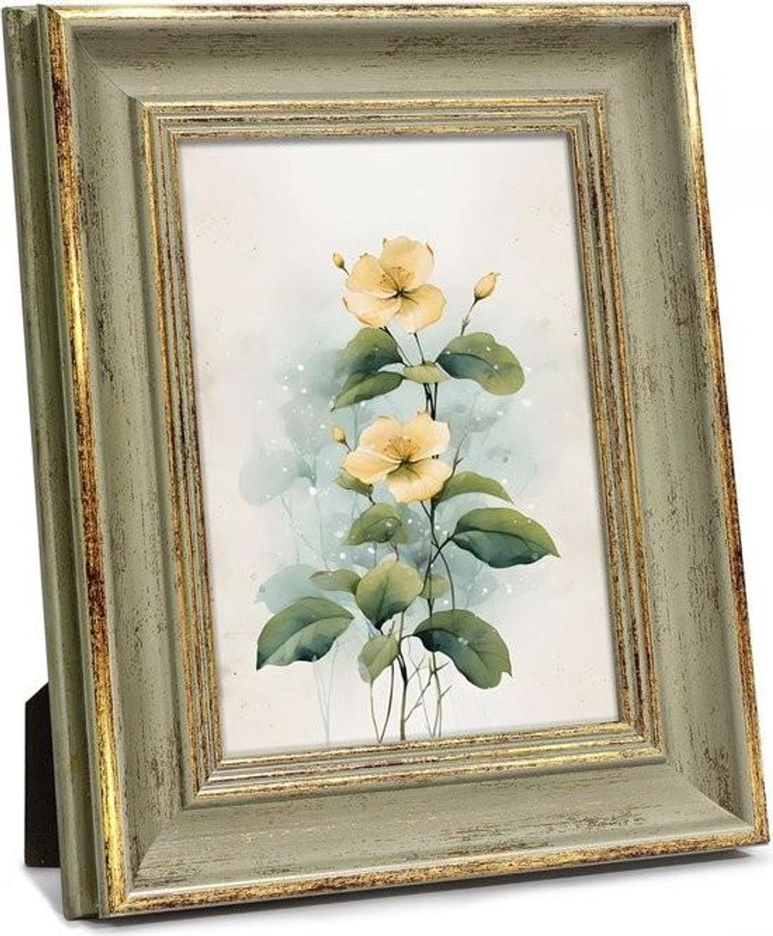 13x18 Fotorahmen, grün in Gold, Retro-Vintage-Antik-Shabby-Chic-Stil, Tisch- oder Wandrahmen