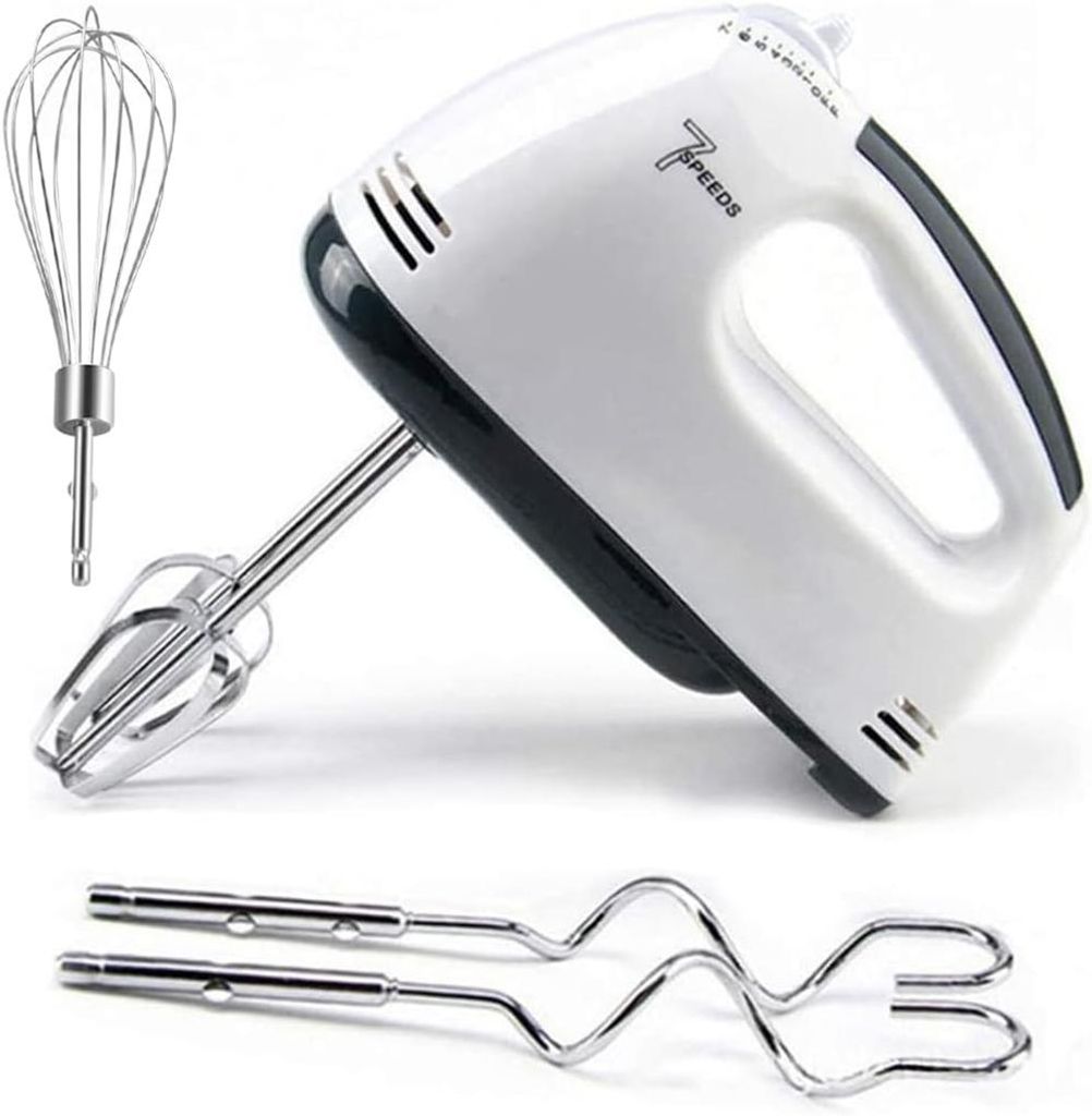 Handmixer Elektrischer Handrührer mit 7-stufig & 5 Edelstahl-Aufsätzen – Handrührgerät - Hakenentriegelung Edelstahl Stabmixer Pürierstäbe ...