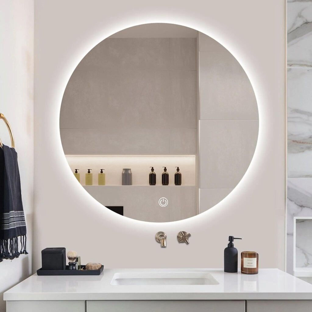 Spiegel voor de badkamer, zonder frame, met LED-verlichting Productafbeelding 