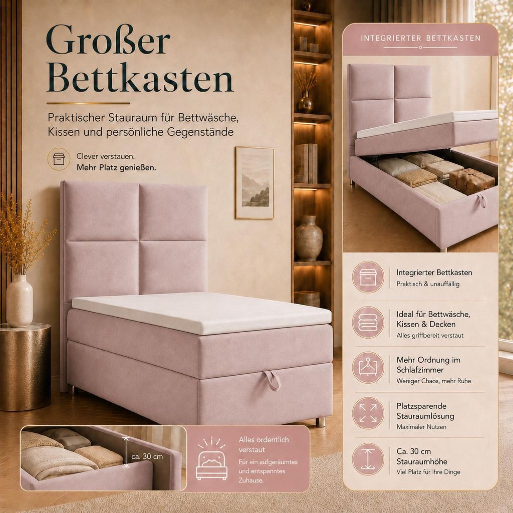 Best for Home Boxspringbett mit Bettkasten Trinity Produktbild 
