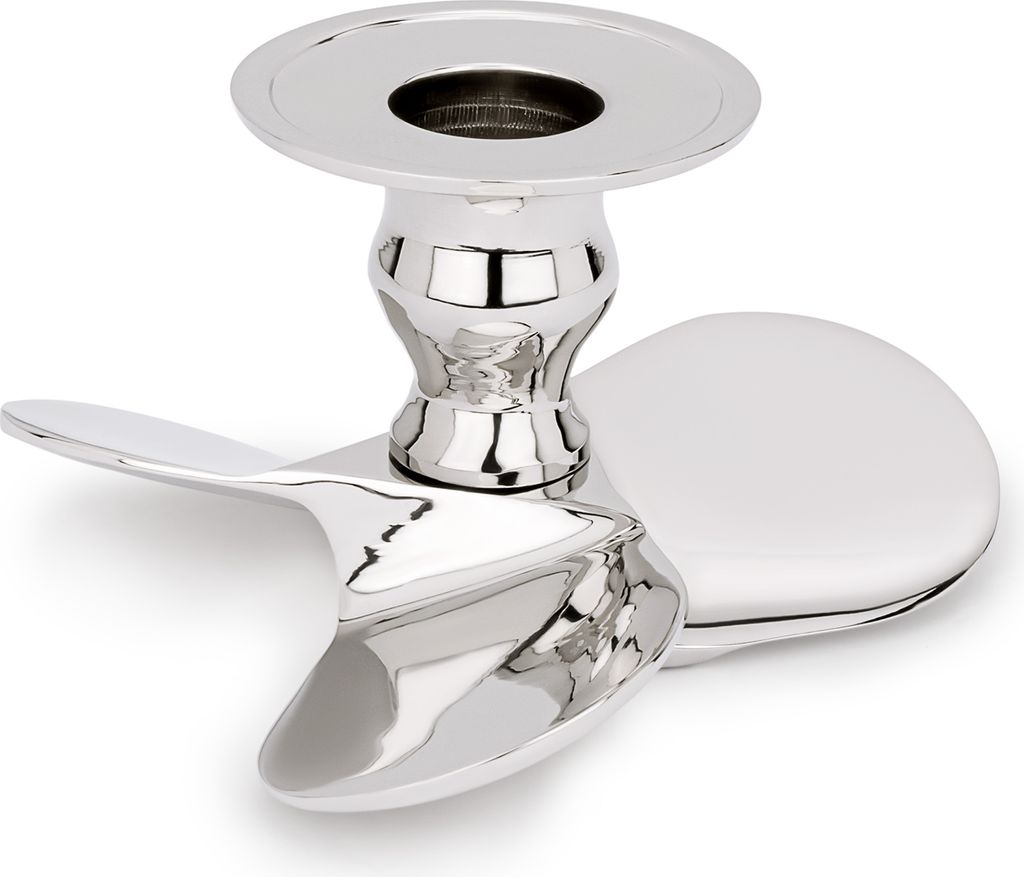 NKlaus Maritimer Kerzenständer Schiffsschraube Messing silber für Stabkerzen bis Ø 2cm 11797