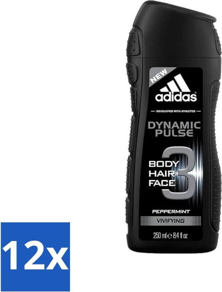 Adidas - 3-in-1 Duschgel - Dynamic Pulse - Pfefferminze - Belebend - 250 ml - Vorteilspack - 12 Stücke